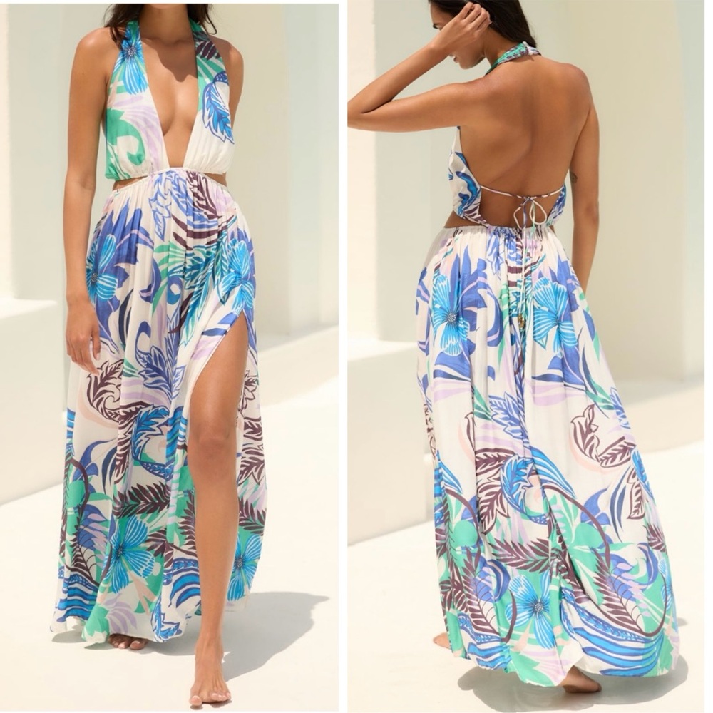 Anthropologie Plunge Cutout Maxi Dress/Cover-Up